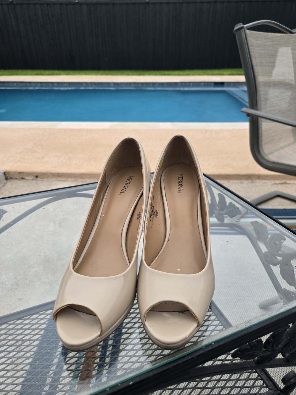 Merona Nude Patent Peep-Toe Heels